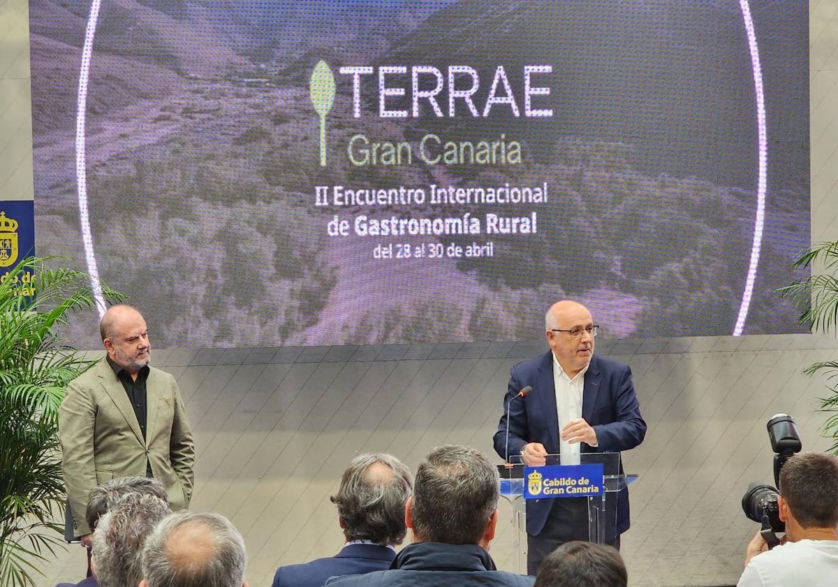 Antonio Morales, presidente del Cabildo de Gran Canaria, en la presentación del encuentro grastronómico.