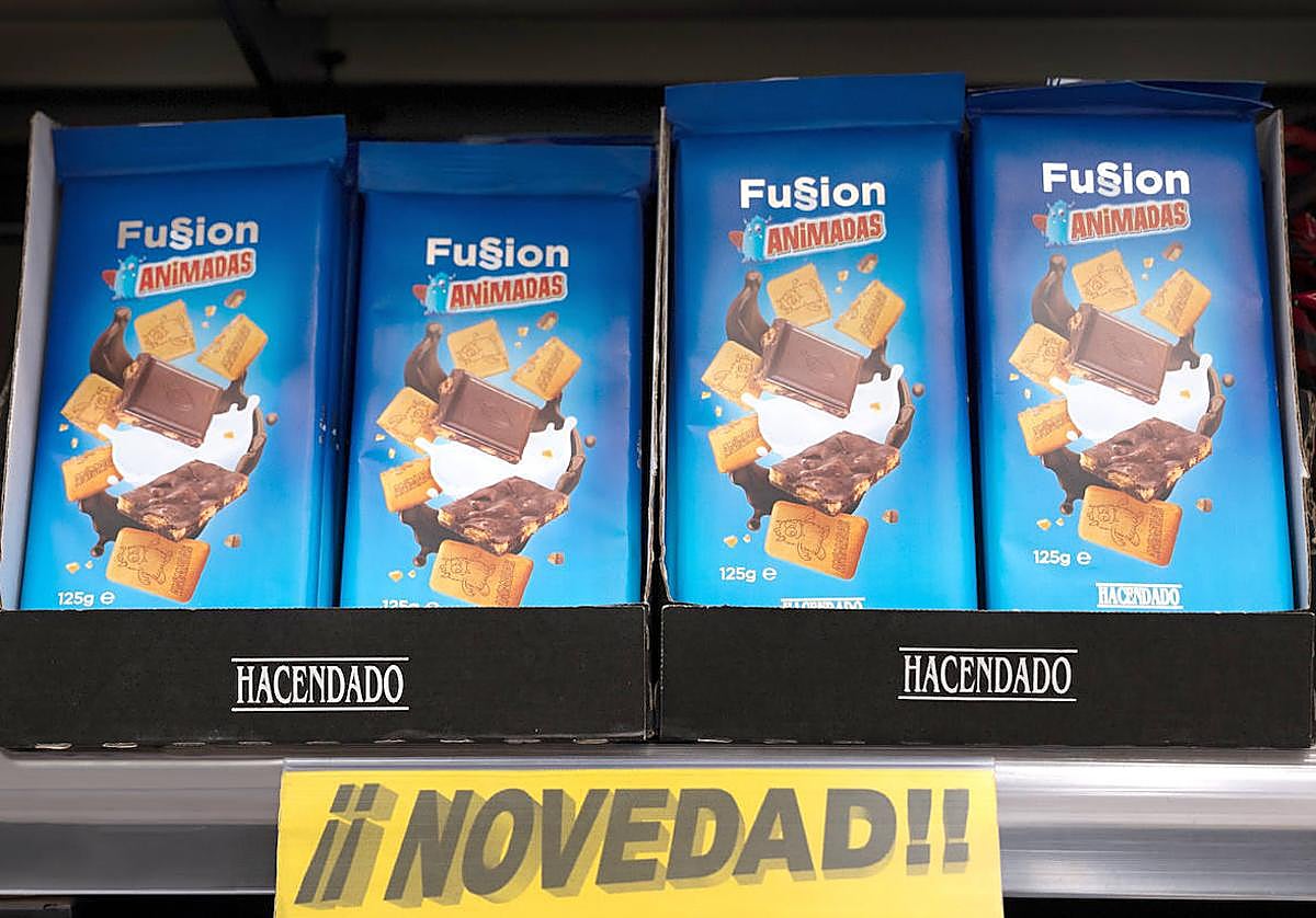 Chocolate Fussion Animadas en el lineal de un supermercado Mercadona.
