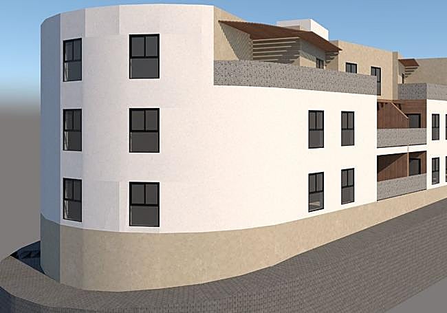 Esta infografía recrea el edificio plurifamiliar de VPO que se levantará en Arguineguín.