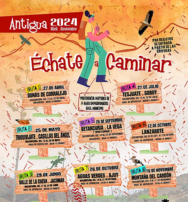 Cartel con las ocho rutas.