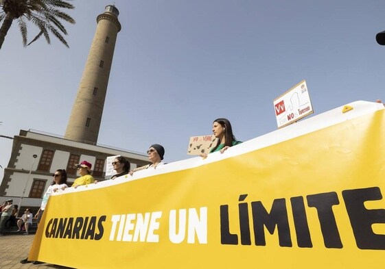 Convocantes del 20A durante una rueda de prensa ayer en Maspalomas.