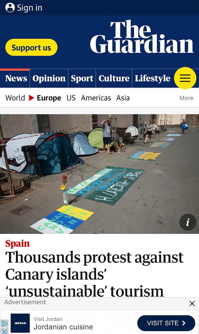 Imagen secundaria 1 - Las movilizaciones del 20A por el modelo turístico llegan a Reino Unido, Alemania e Italia