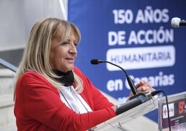 Mayte Pociello, presidenta regional de la entidad, durante el acto del aniversario.