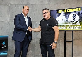 Manuel Afonso y José Antonio Caballero durante la presentación del acuerdo.