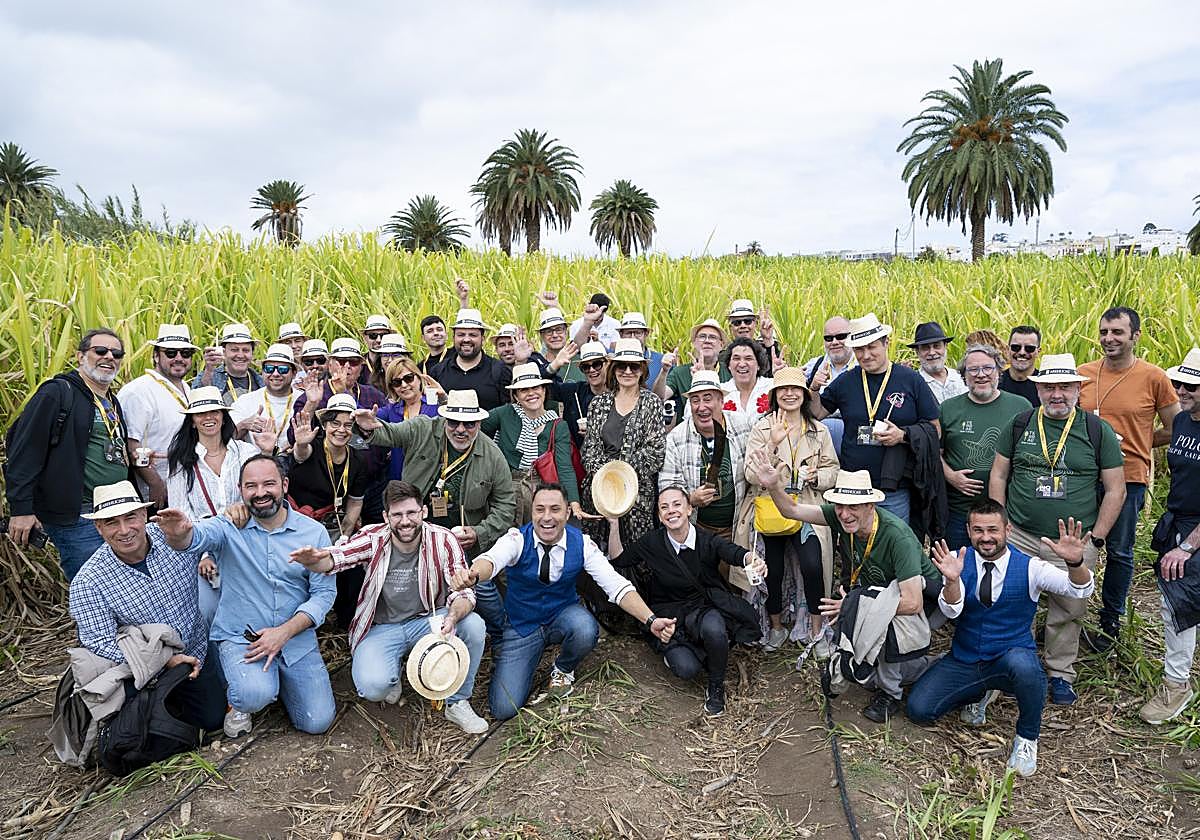 Los participantes en el congreso Terrae visitaron la plantación de caña de azúcar de ron Arehucas.