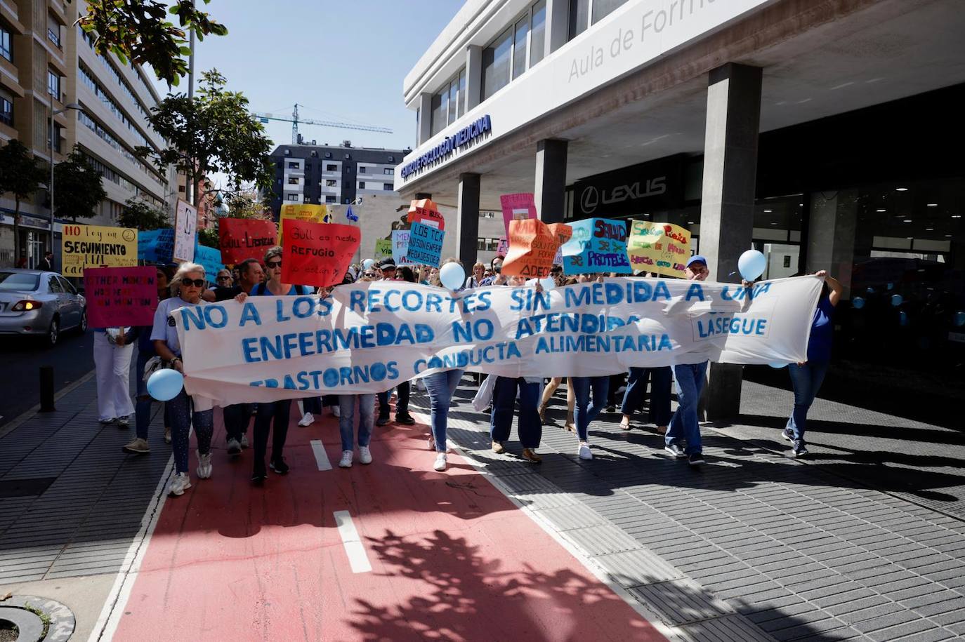 La manifestación en contra de los recortes en Sanidad a los trastornos de la conducta alimentaria, en imágenes