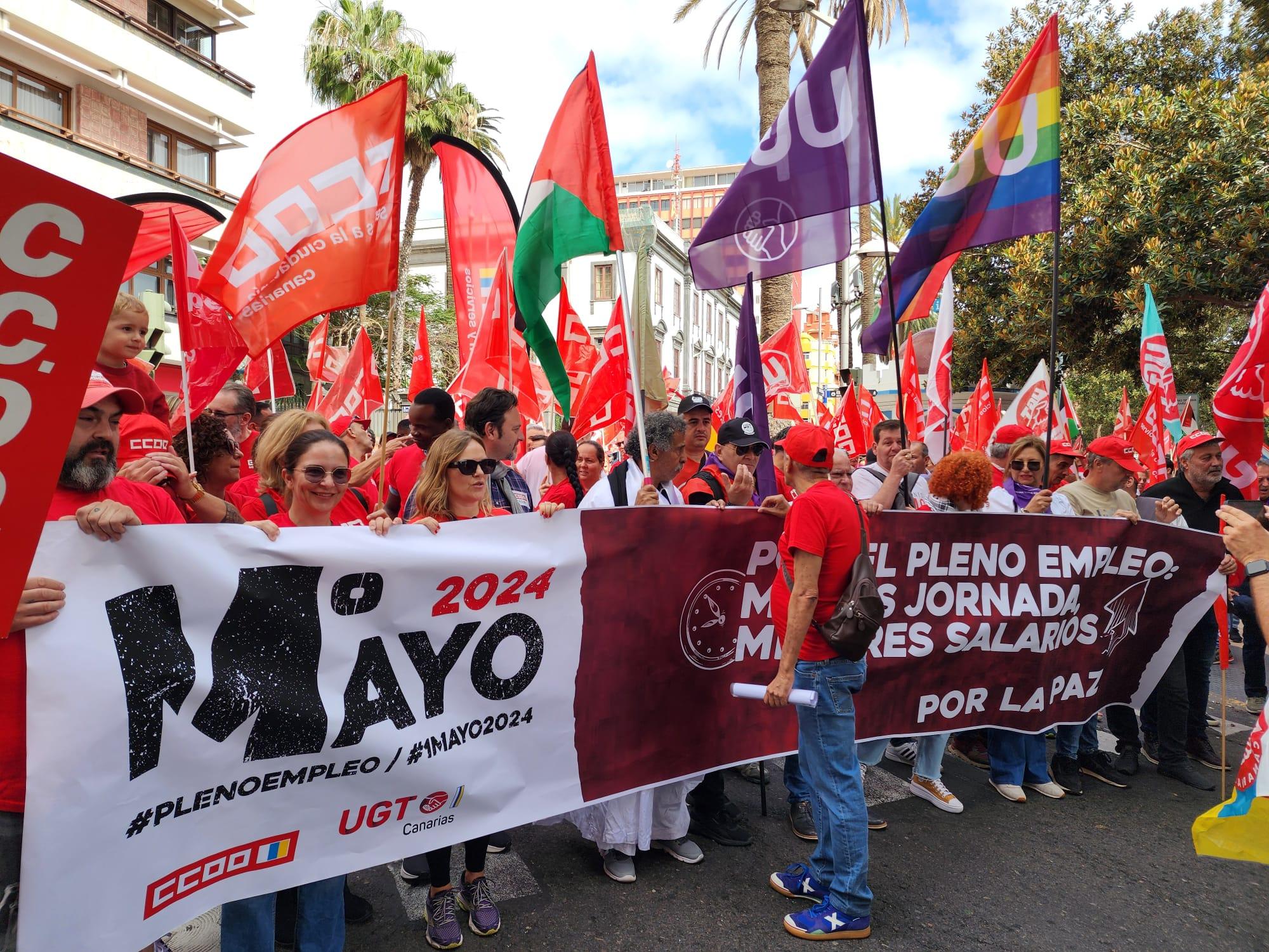 La manifestación en Gran Canaria por el Día Internacional de los Trabajadores, en imágenes