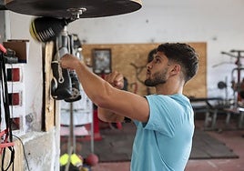 Jerobe Santana, durante un entrenamiento.