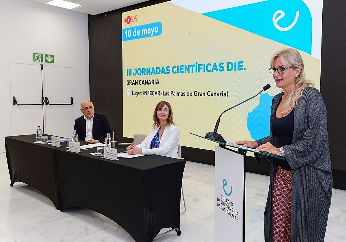 De izquierda a derecha, el presidente del Cabildo grancanario, la presidenta del Colegio de Enfermería de Las Palmas y la consejera de Sanidad.