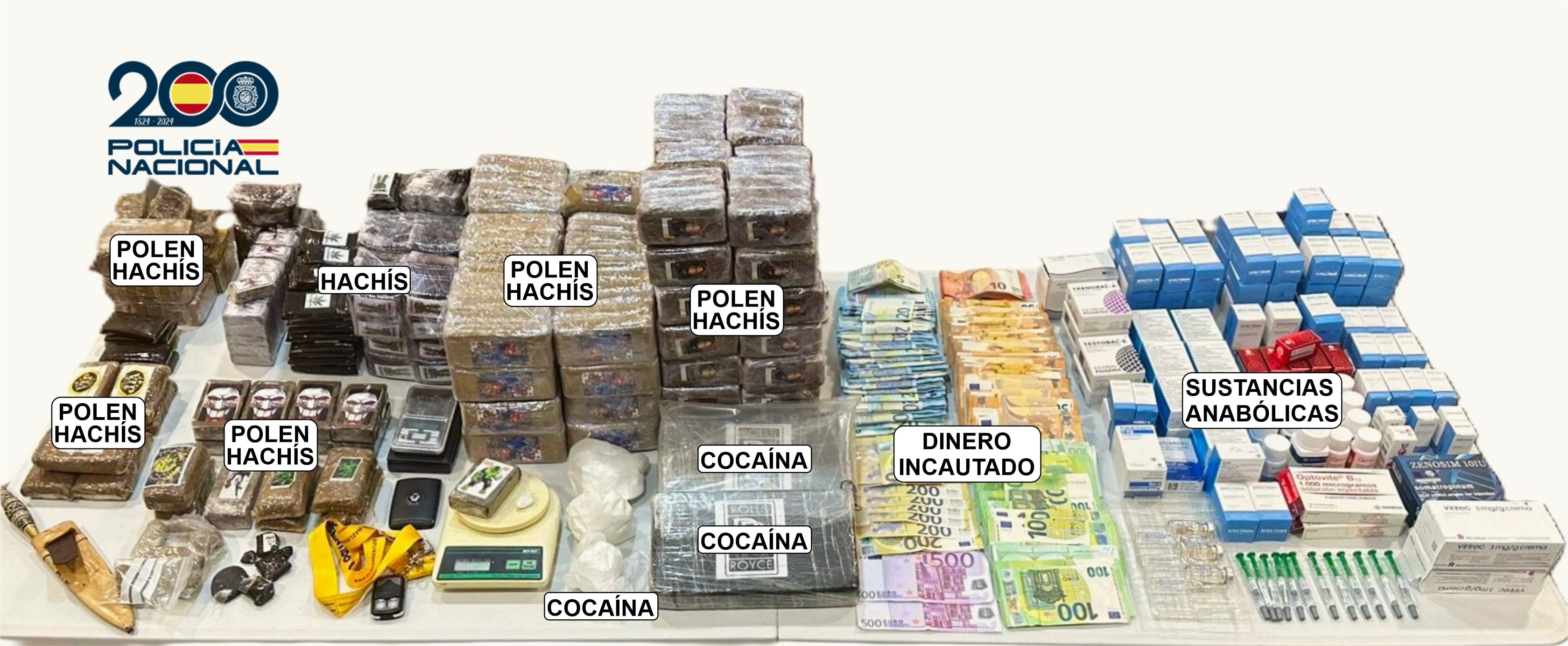 Imagen del material incautado por la policía.