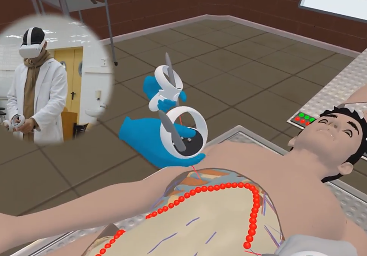 Un estudiante interviene en un cadáver en el metaverso.