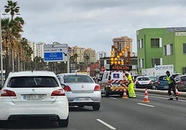 Retenciones esta mañana en sentido norte en la capital grancanaria.
