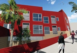 Recreación del edificio de vivienda protegida que se construirá en Teror.