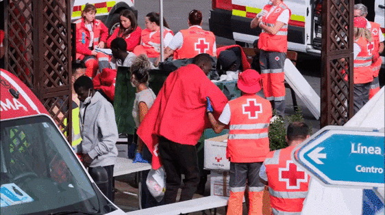 Dispositivo sanitario desplegado en el puerto de Santa Cruz de Tenerife para asistir a los migrantes rescatados por el crucero 'Insignia'.