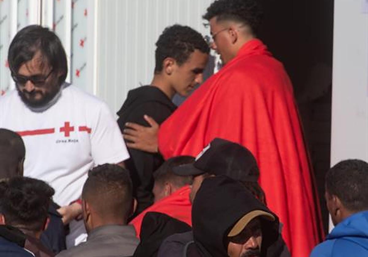 Migrantes llegando a la isla majorera.