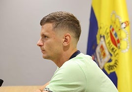 El portero croata Dinko Horkaš, en sala de prensa.