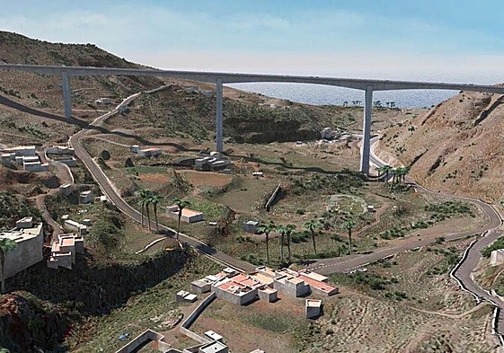Recreación del futuro viaducto de El Risco, cuya construcción todavía no se ha iniciado.