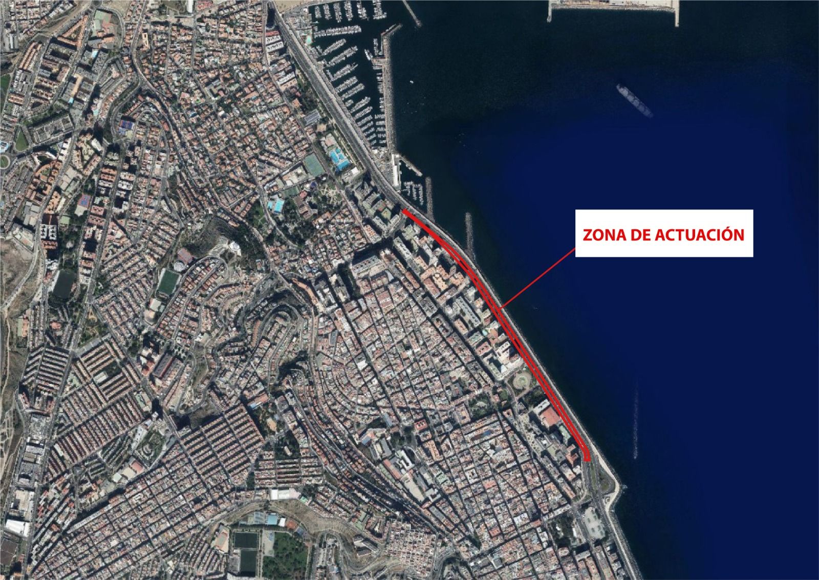 Zona de actuación en la GC-1 en sentido sur.
