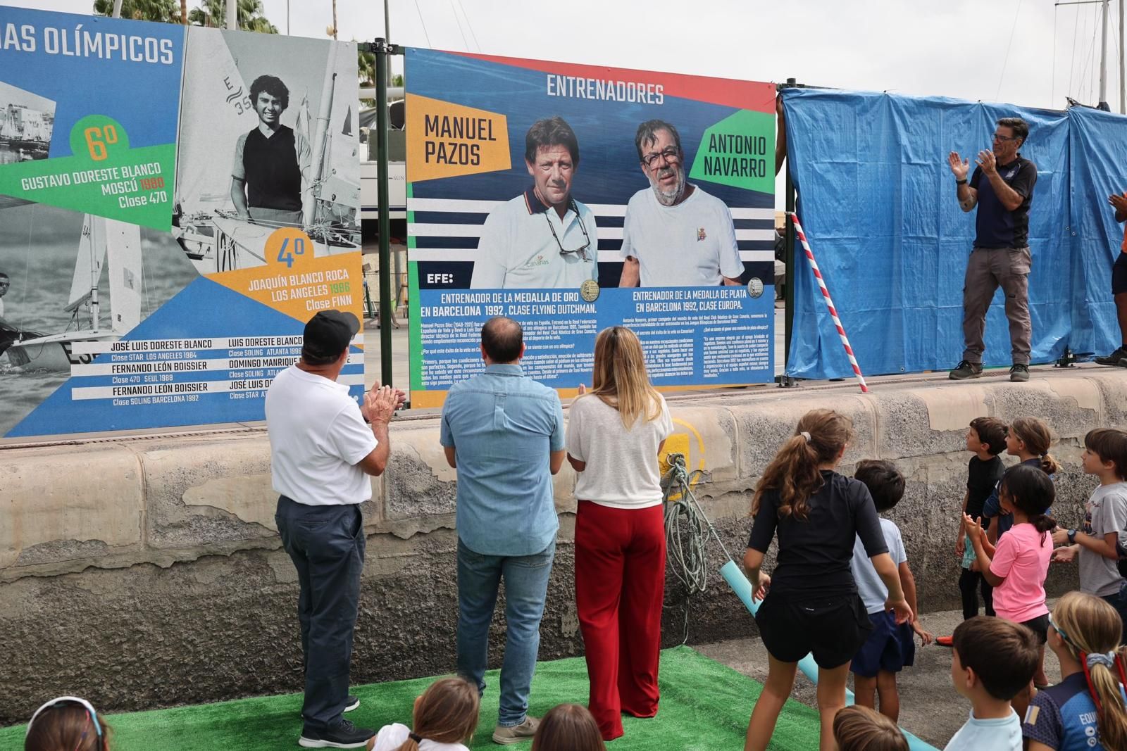 Las imágenes de la inauguración de los murales olímpicos en el Real Club Náutico