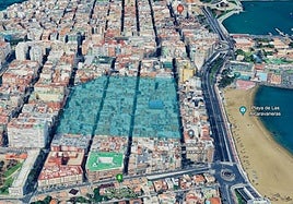 La zona de bajas emisiones de Las Palmas de Gran Canaria se muestra en tono azul en la imagen.