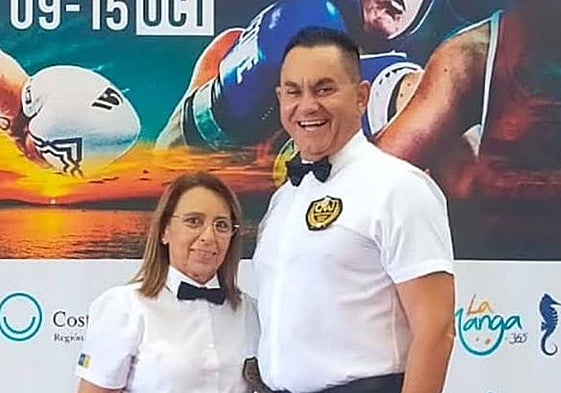 Rodríguez Bordón, junto a su esposa, Olivia Díaz, en una competiciñon.