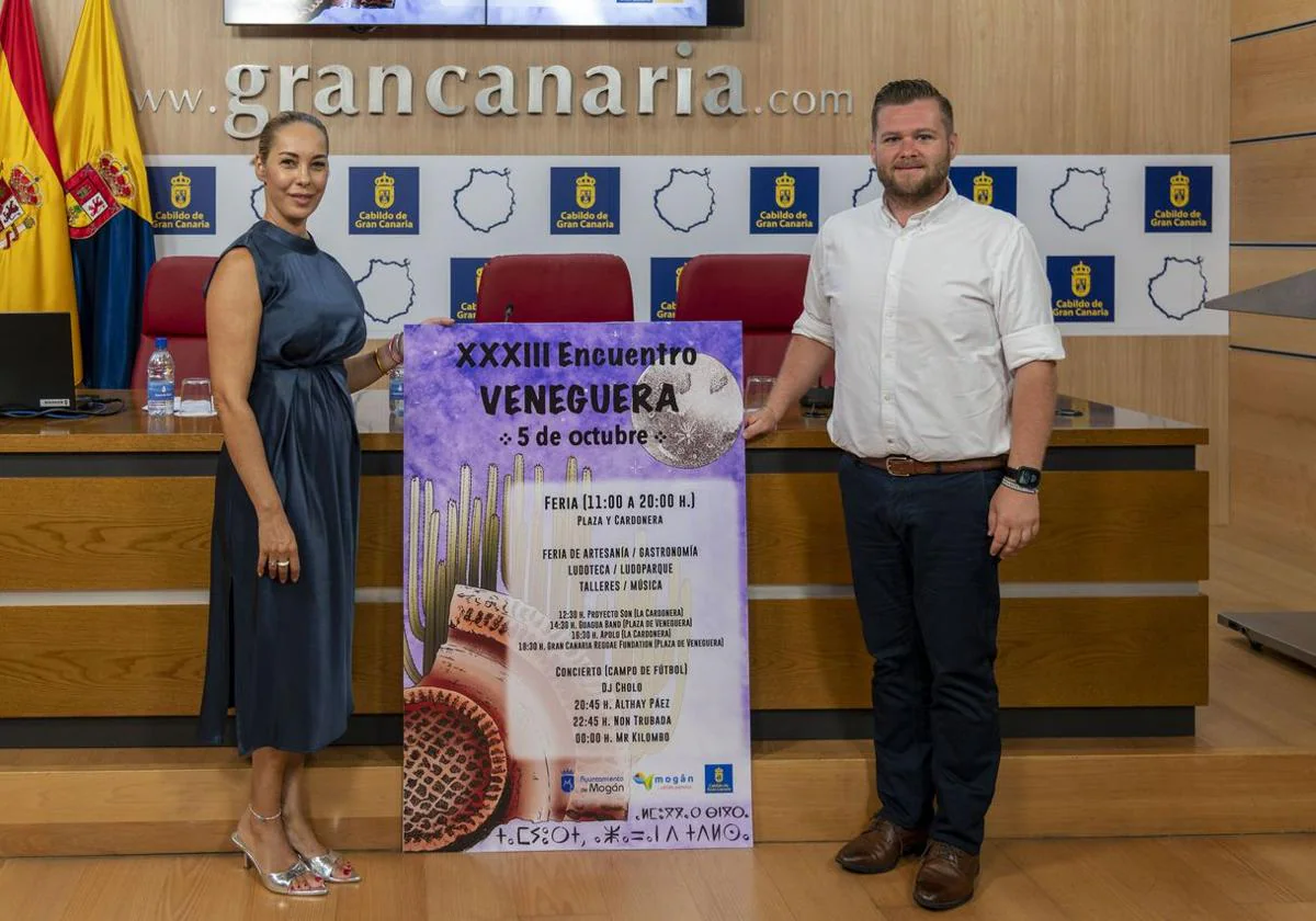 Guacimara Medina y Mencey Santana, tras la presentación del evento.