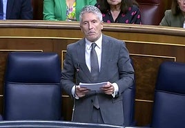 El ministro del Interior, Fernando Grande-Marlaska, durante el pleno del Congreso este martes.