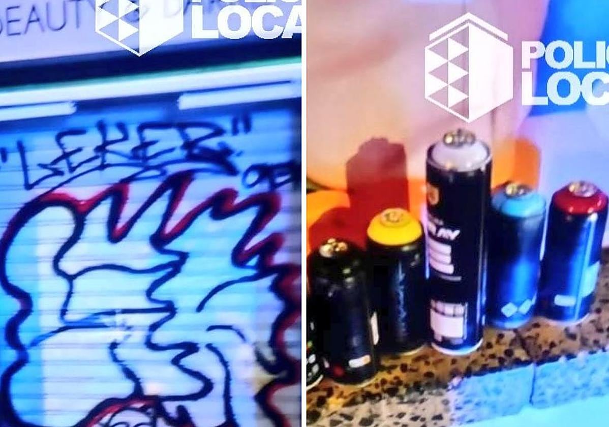 Imagen de uno de los establecimientos afectados y del material incautado.