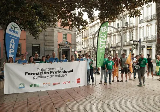 Un momento de la protesta del profesorado de FP en San Telmo este sábado.