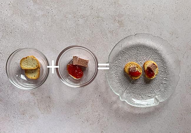Tosta de paté de pato con mermelada de tomates