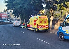 Imagen del suceso en la Carretera de Mata, en la capital grancanaira.