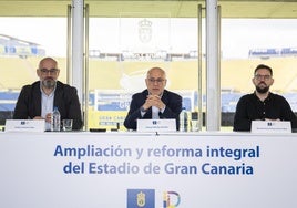 Aridany Romero, Antonio Morales y Ricardo Pereira, esta mañana.