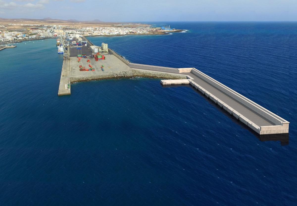 Así quedaría la ampliación del puerto comercial de la capital de Fuerteventura.