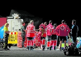 Llegada de migrantes al muelle de La Restinga, en El Hierro, durante los primeros días de enero.