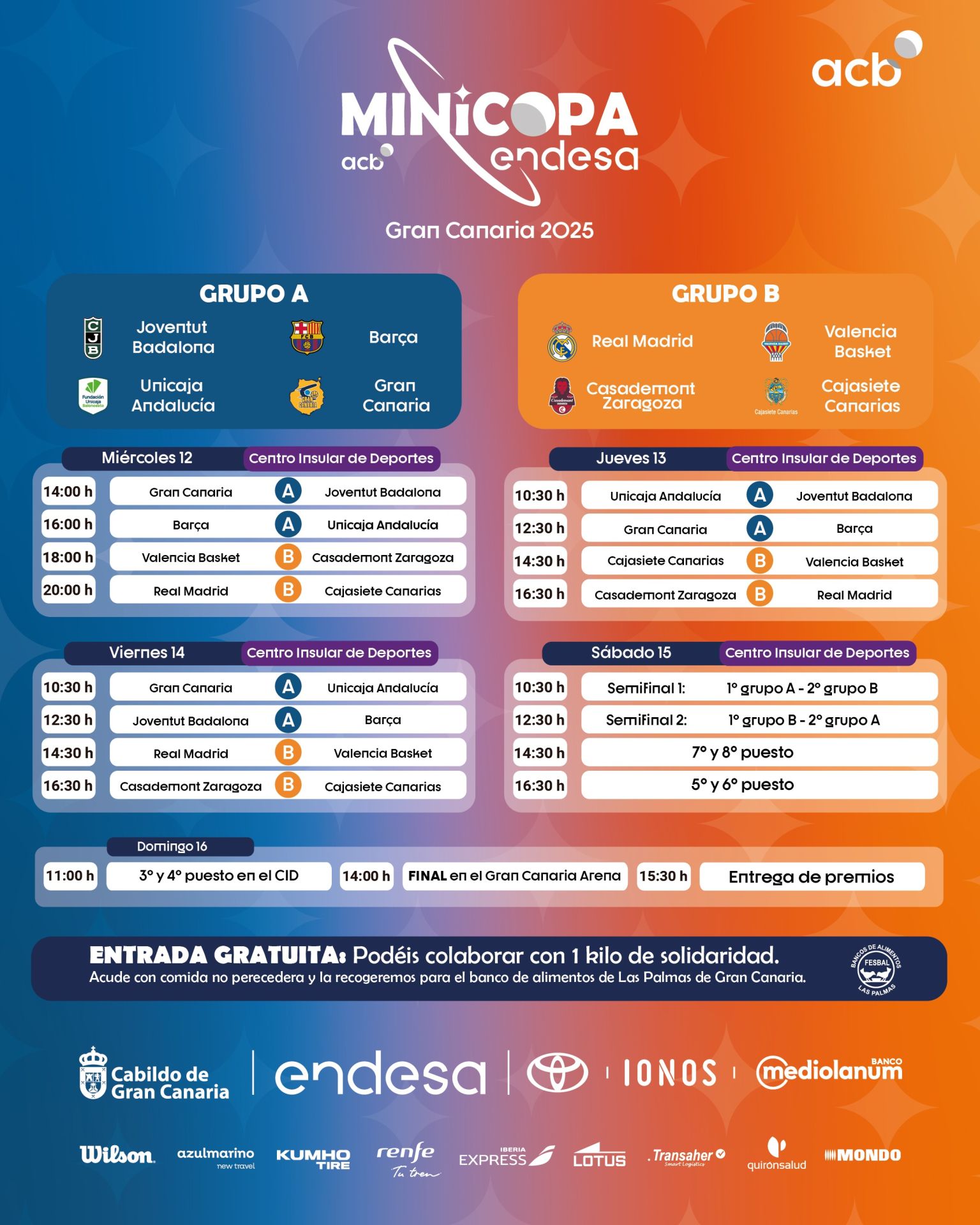 Calendario de la Minicopa Endesa 2025.