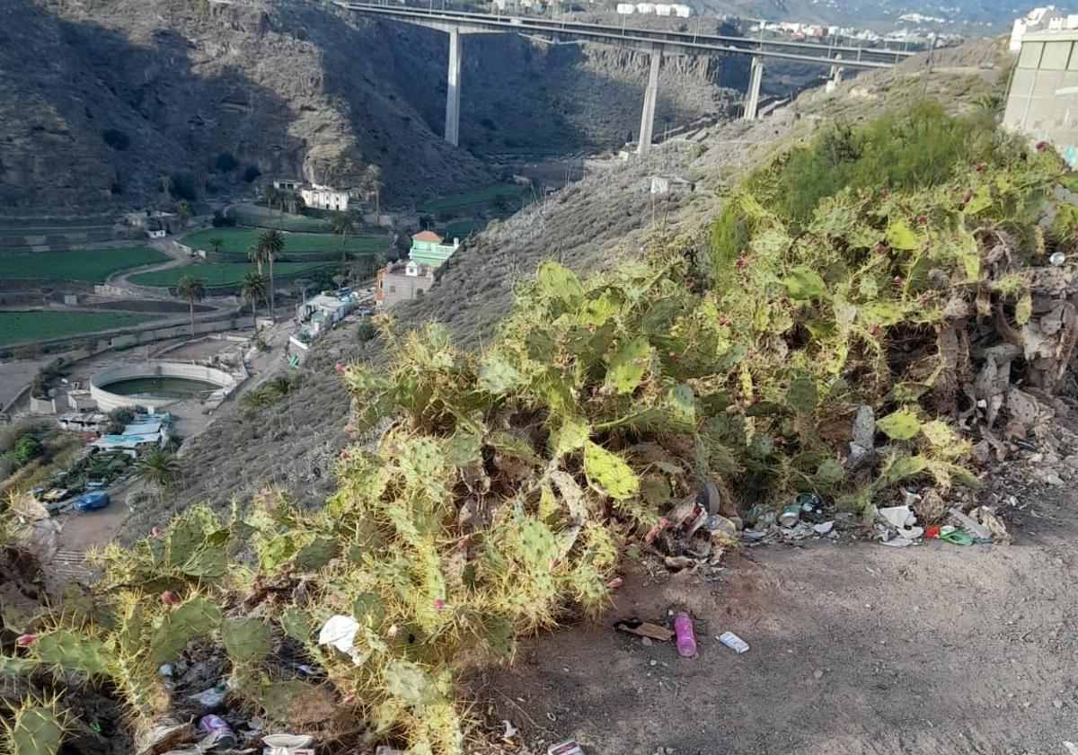 Los denunciantes advierten de que la acumulación de basura puede afectar al barranco.