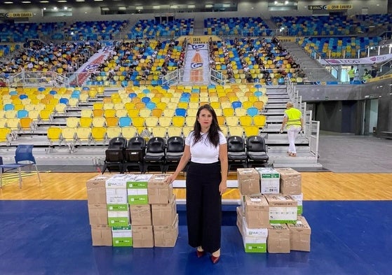 Margarita González, consejera de Administración Pública del Cabildo, en una prueba de la bolsa.