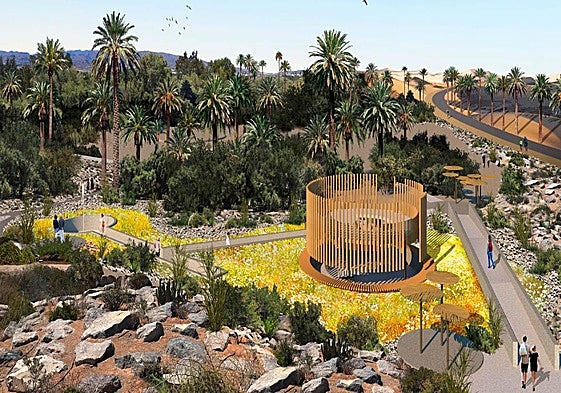 Recreación de cómo quedará el parque del palmeral del Oasis.