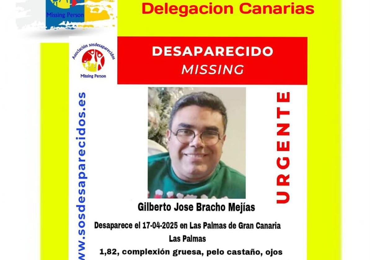 Buscan a Gilberto José Bracho Mejías, desaparecido en Las Palmas de Gran Canaria