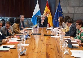 El presidente de Canarias, Fernando Clavijo (c) ha presidido la reunión del Consejo de Gobierno.
