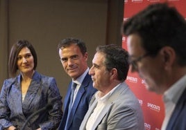 De izquierda a derecha, Oihane Aguirregoitia, Sandro Gozi, Francis Candil y Pablo Rodríguez en el foro 'Tendiendo puentes'.