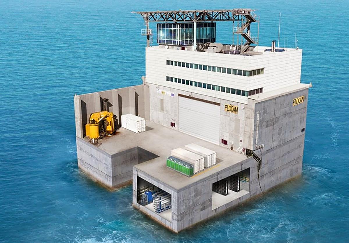 Infografía de la plataforma de Plocan con la planta marina de hidrógeno renovable.