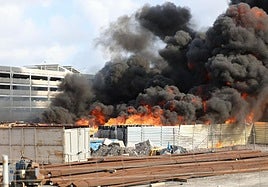 Imagen de la importante humareda generada por el incendio.