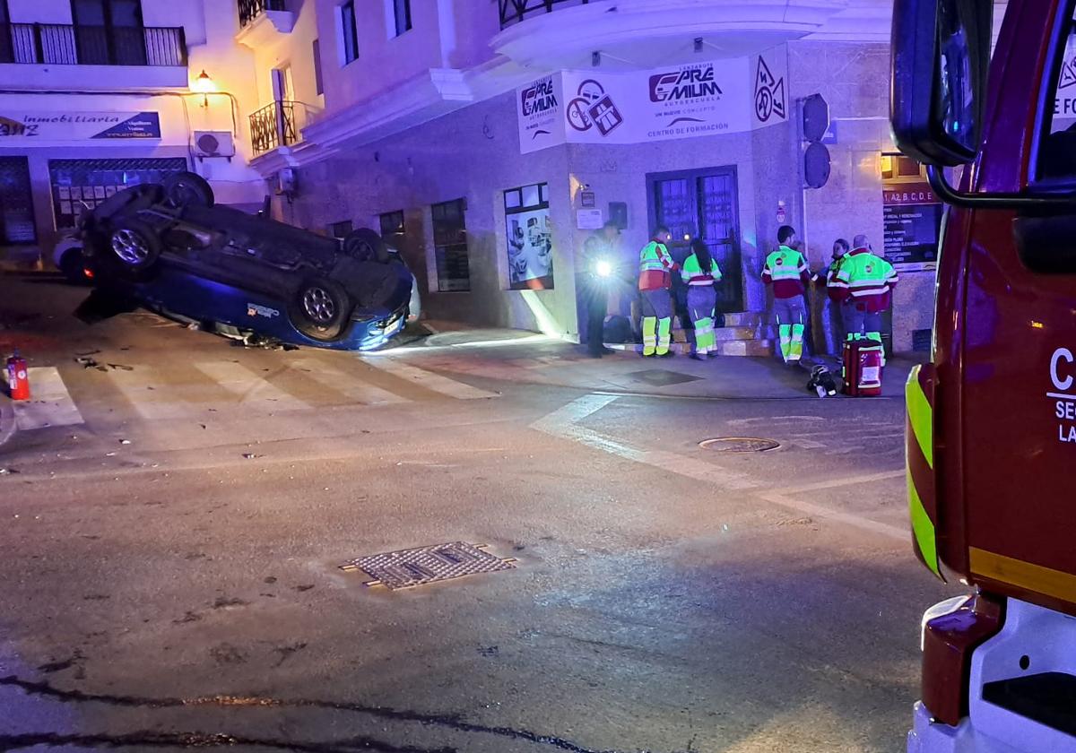 Accidente múltiple con vuelco de uno de los vehículos en Arrecife