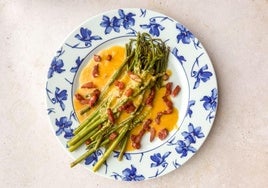 Receta de espárragos trigueros a la carbonara