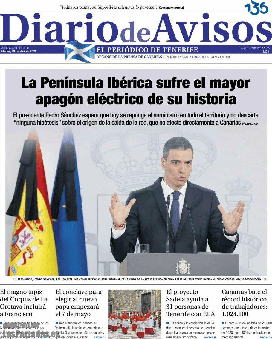 Las portadas de todo el mundo se hacen eco del apagón energético en la península