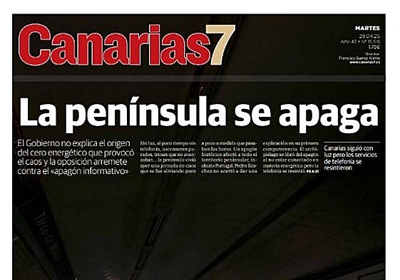 Portada del CANARIAS7 del día 29 de abril de 2025.