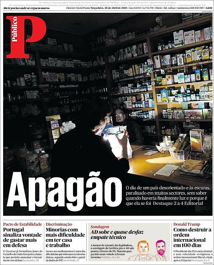 Las portadas de todo el mundo se hacen eco del apagón energético en la península