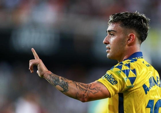 Alberto Moleiro, autor del tercer gol de la UD Las Palmas en Mestalla.