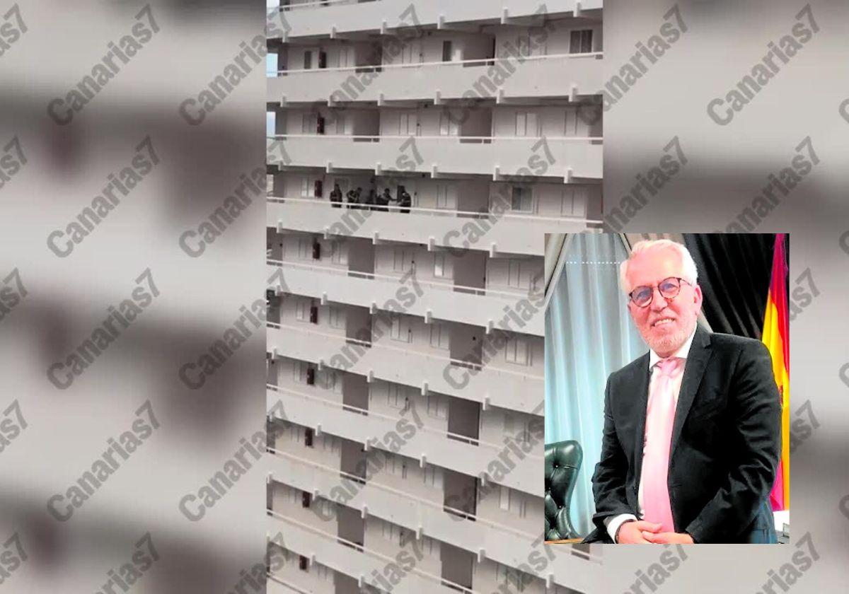 Imagen del operativo policial este miércoles en Tenerife. En la imagen, Mohamed Derbah, el empresario detenido.